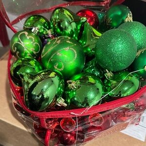 Festive Green and Red Holiday Ornament Set